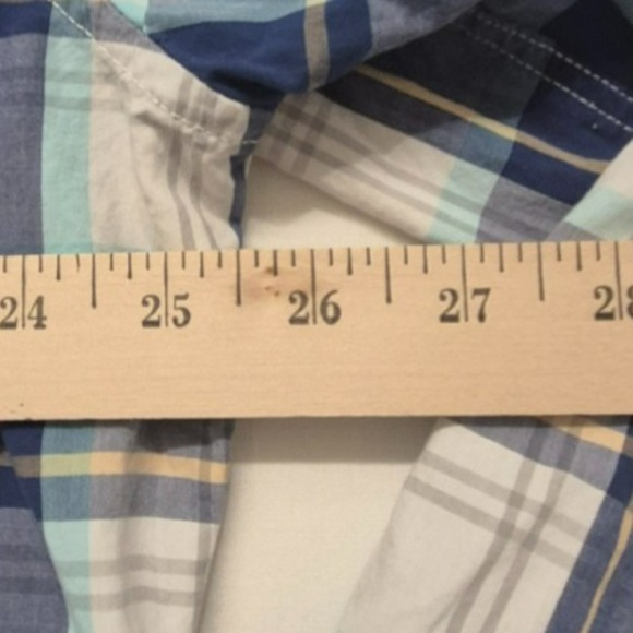 American‎ Eagle men's blue/white/tan plaid long sleeve button up shirt sz XXL - Picture 12 of 12